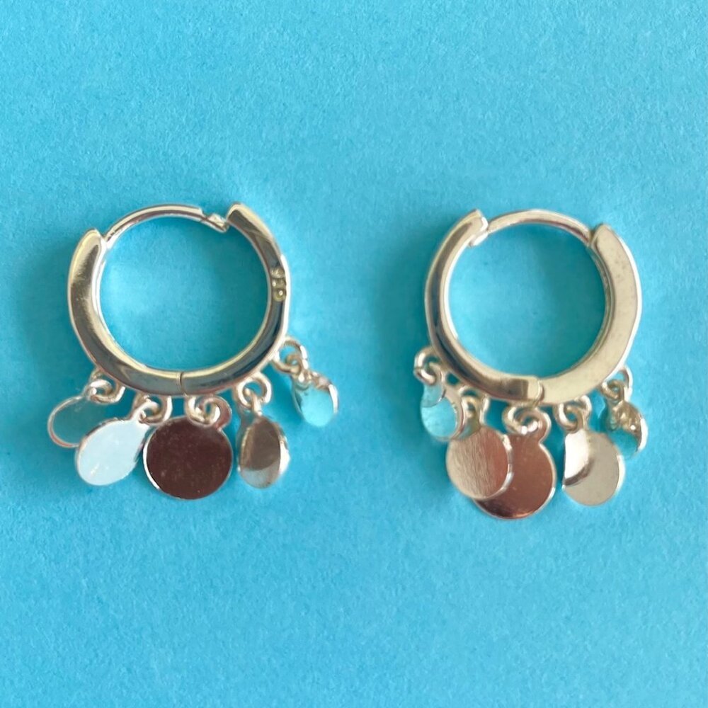 Silver Hoop Earrings, Bohemian Style